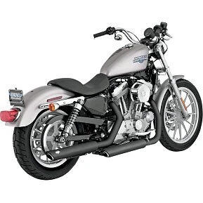 Vance & Hines 46839 Black 3" Round Twin Slash Slip-On Mufflers 04-13 Sportster