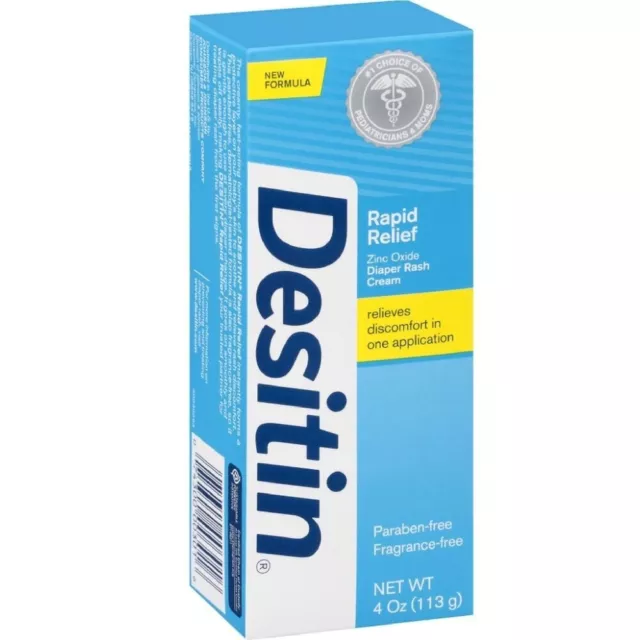 Desitin Rapid Relief Zinc Oxide Diaper Rash Remedy Fragrance-Free Cream 4 Ounce