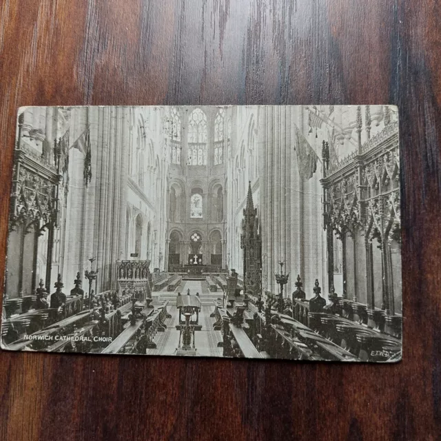 Antique 1905 Postcard Norwich Cathedral Choir