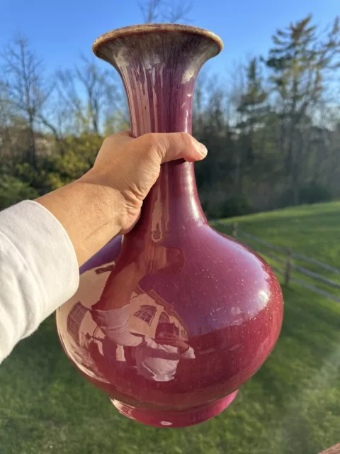 Antique Chinese Red Oxblood Sang De Boeuf Rare Glazed Porcelain Vase