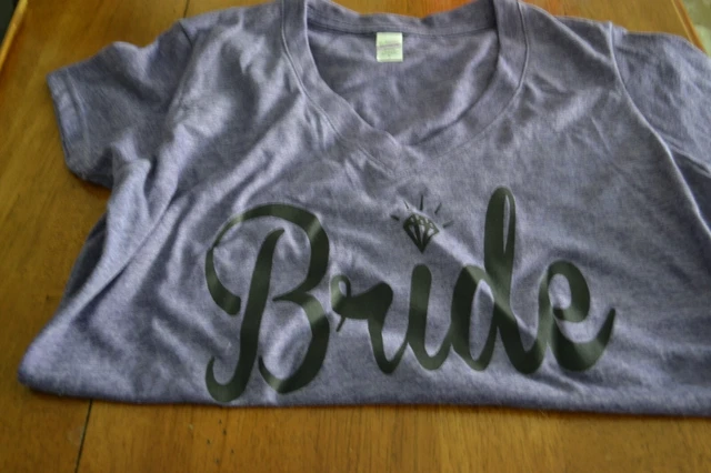 Womens Medium purple bride  tee shirt