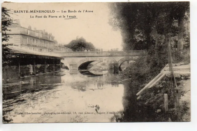SAINT MENEHOULD - Marne - CPA 51 - view of the Aisne - wash house - stone bridge
