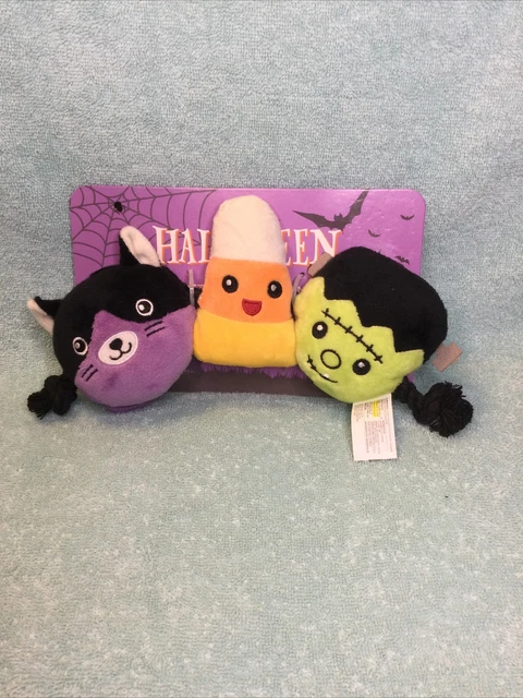 3.5” Halloween CAT, CANDY CORN, FRANKENSTEIN Dog Toys Kellytoy Pet Plush Toys