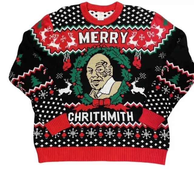 Mike Tyson "Merry Chrithmith" Ugly Christmas Sweater Unisex Size XL