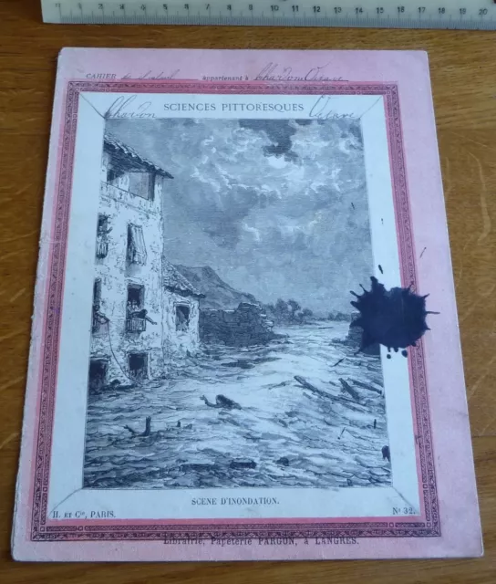 Ancien Protège-cahier Couverture "SCENE D'INONDATION"  H. et Cie