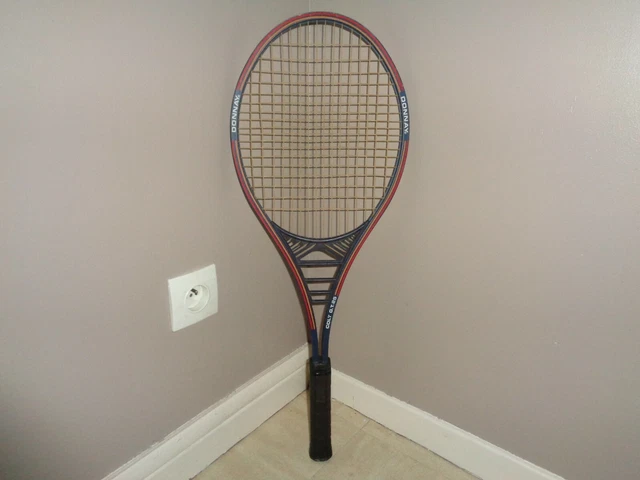 Raquette tennis ancienne Donnay court one bois + cuir made in belgique vintage