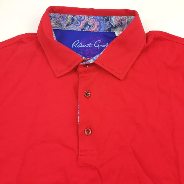 $118 Robert Graham Stoked Jersey Polo Shirt Mens Size XL Bright Rose Red