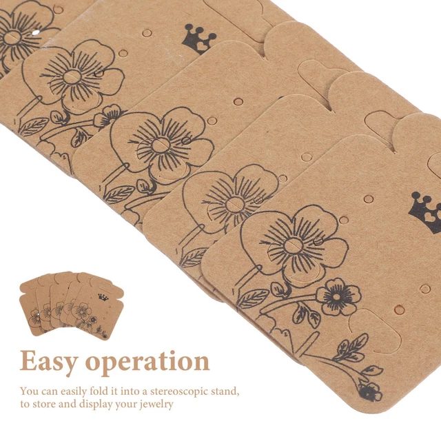 100 Cartes En Papier Kraft 7x7cm - Pour Présenter Bijoux (Boucles D'Oreilles, Colliers, Broches) - 11