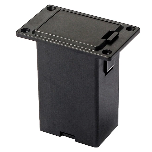Boîte Batterie 9V Noire Pour Guitare Basse Ukulélé - Compartiment Pile Horizontal Avec Fils