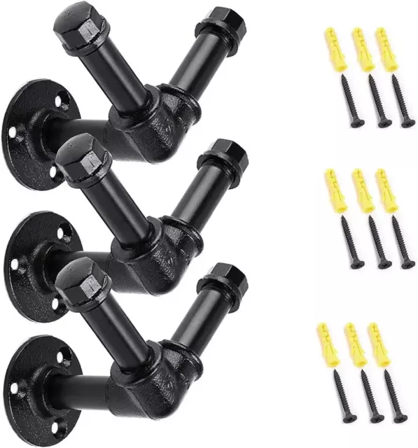 Sumnacon 3 Pcs Industrial Pipe Coat Hook Heavy Duty Towel Holder Wall Mounted Vi