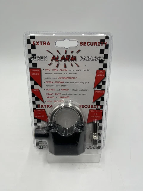 Siren Alarm Padlock Brand New Perfect For Bikes/Motobikes/ Motohome/Caravan