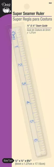 Super, 1/4" X 1/2" X 6-3/4", Clear Seamer Ruler