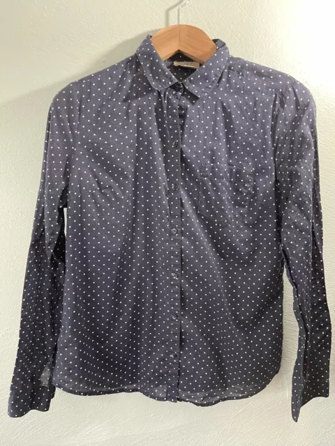 Women’s Blue Blouse, Polka Dot Pattern, Size Medium Ann Taylor Loft