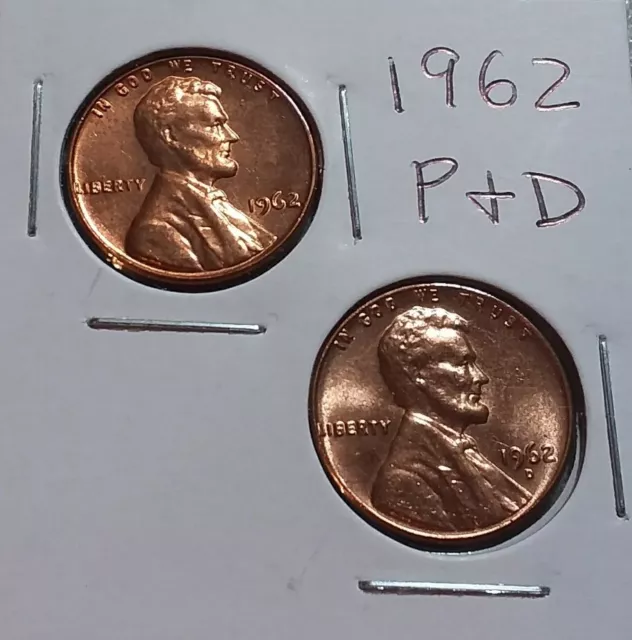 1962 Lincoln Memorial Cent Penny (2 Coin Set P & D) Unc