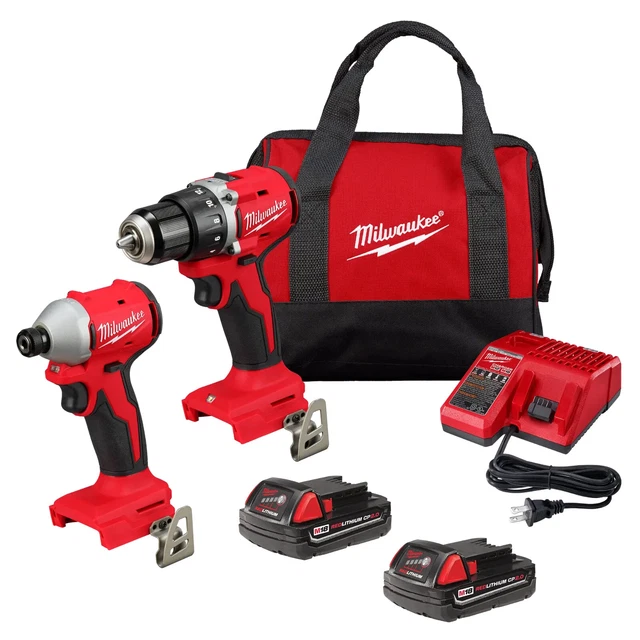MILWAUKEE M18 DRILL/DRIVER Combo Kit Compact Brushless 2 Tool 369222CT