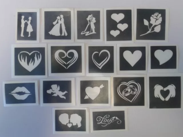 10 - 400 Valentine themed stencils for etching on glass  hobby craft love