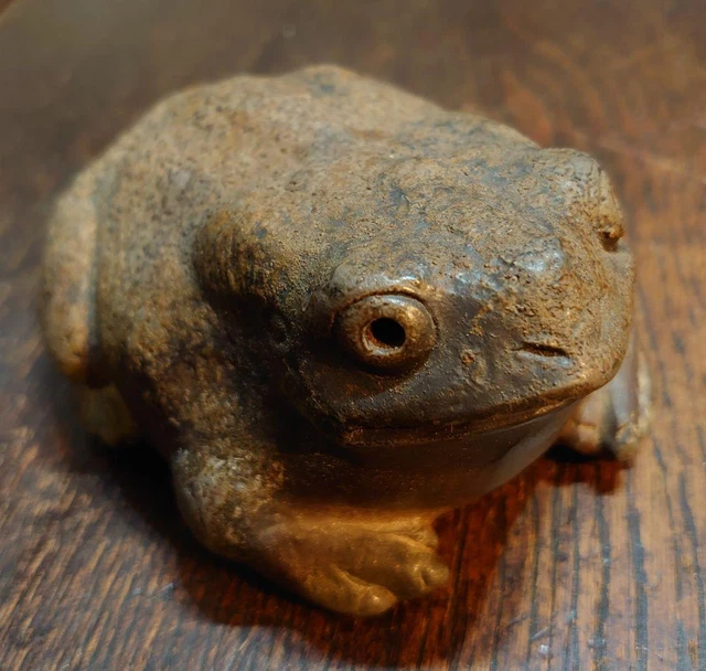 Frog Bizen ware Statue 4.3 inch Traditional Pottery Figurine Japanese