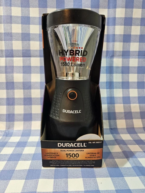 Duracell 1500L Hybrid Lantern, LED, Solar, USB Power Bank, Camping Emergency
