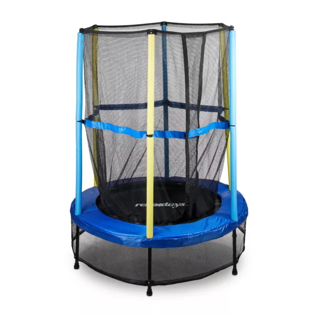 Trampoline pour enfant avec filet de sécurité bleu-noir-jaune, extérieur