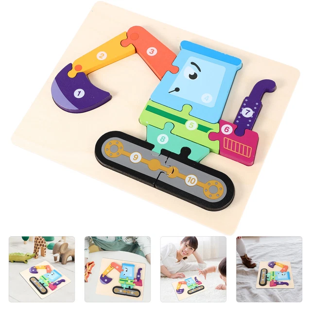 Montessori Learning Toys Engine Construction Puzzles Children's Cartoon Wooden
