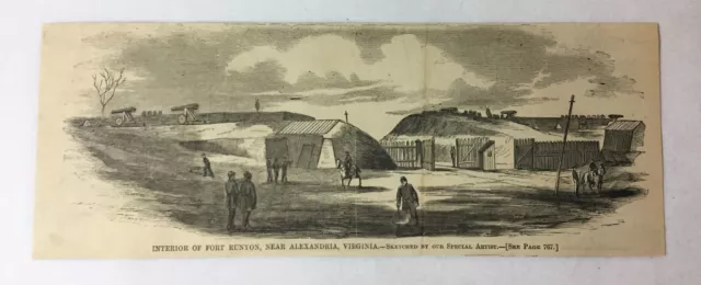 1861 magazine engraving~ INTERIOR OF FORT RUNYON near Alexandria, Virginia