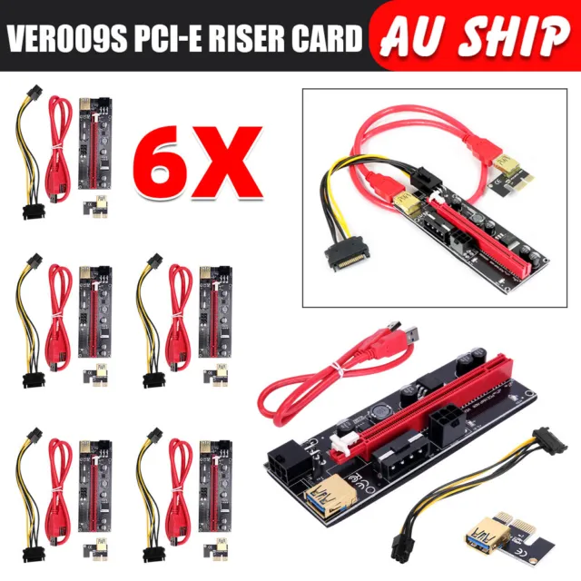 6X/Set PCI-e Riser Card PCIe 1X to 16X Riser USB 3.0 Extension Cable GPU Mining
