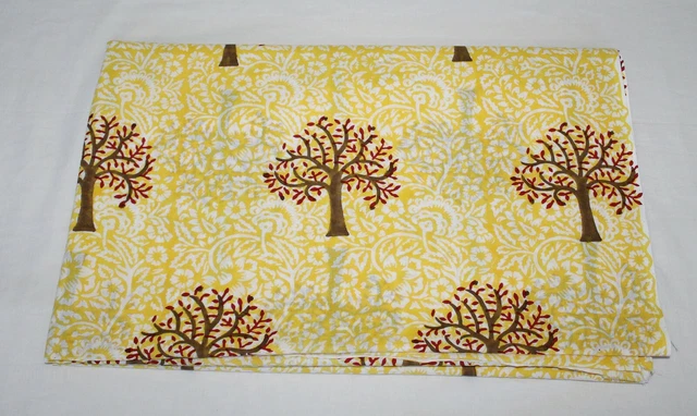 Indio El Palmera Nuevo Mano Bloque Tela Estampado Algodón Ropa 6.4m Manualidades