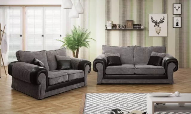Jumbo Cord  Sofa Fabric Grey Black / Brown Fabric 2 / 3 seater sofa Tango