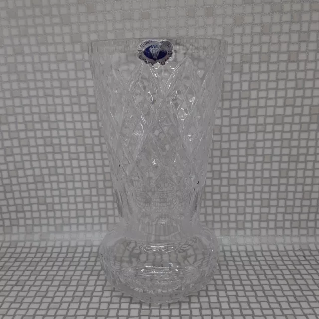 Vintage Tutbury Lead Crystal Vase Made In England Clear 8" Hand Cut Mouth Blown