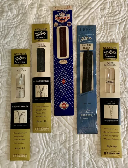 Vintage Crown Zipper Talon Zippers Set of 5