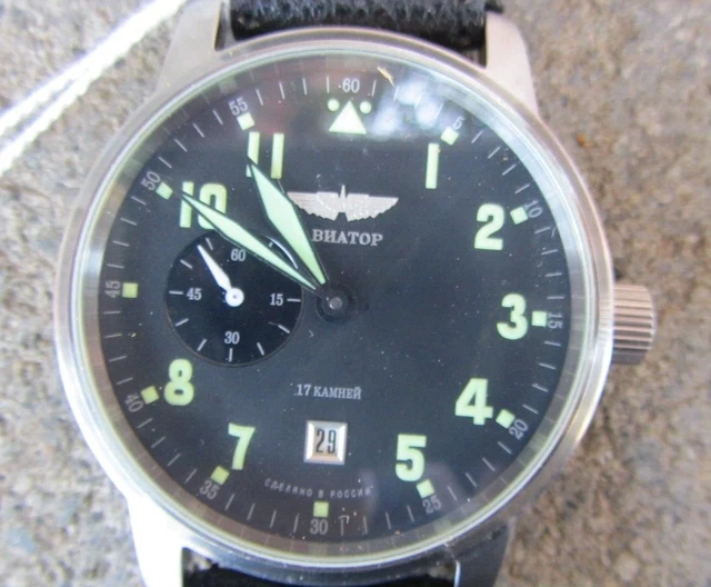 OROLOGIO SOVIETICO RUSSO Aviator Meccanico Perfettamente