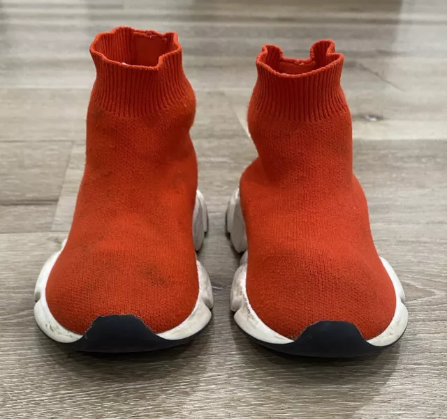 BALENCIAGA KIDS Red  ‘SPEED’ SOCK SNEAKERS SIZE 9-9.5 ORIGINALLY $359