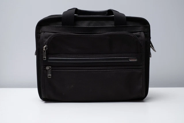 TUMI Alpha Single Expansion Travel Laptop Satchel Black Ballistic Nylon VGC