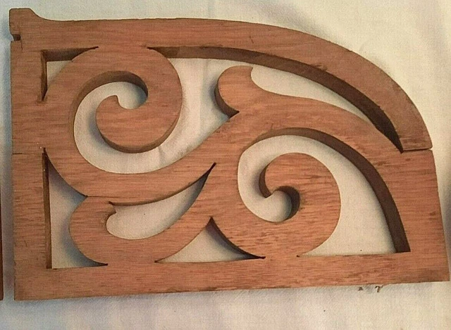 Set of 4 Carved Architectural Furniture Salvage Pierced Oak Corbel Bracket 3
