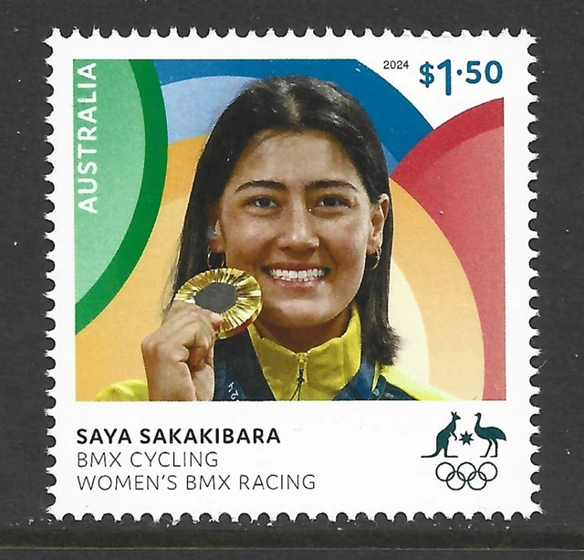 AUSTRALIA 2024 OLYMPIC GOLD SAYA SAKAKIBARA BMX RACING 1v MNH 2.25