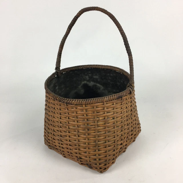 Japanese Bamboo Basket Vtg Charcoal basket Tea Ceremony Sumitori Kago B176