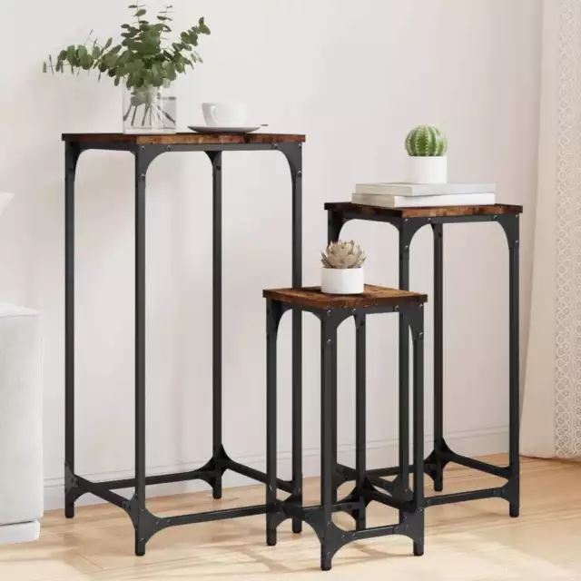 Nesting Side Tables 3 pcs Smoked Oak Engineered Wood