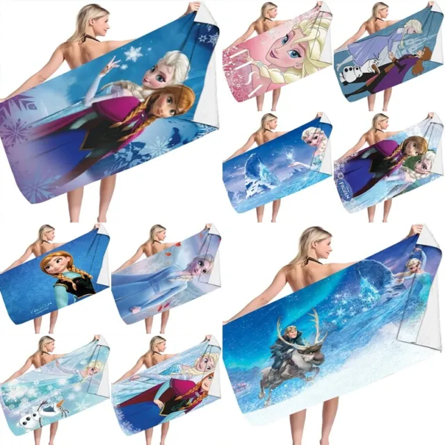 Frozen Elsa Anna Princess Swim Bath Towel Beach Microfiber Turt 70*150cm Gift UK
