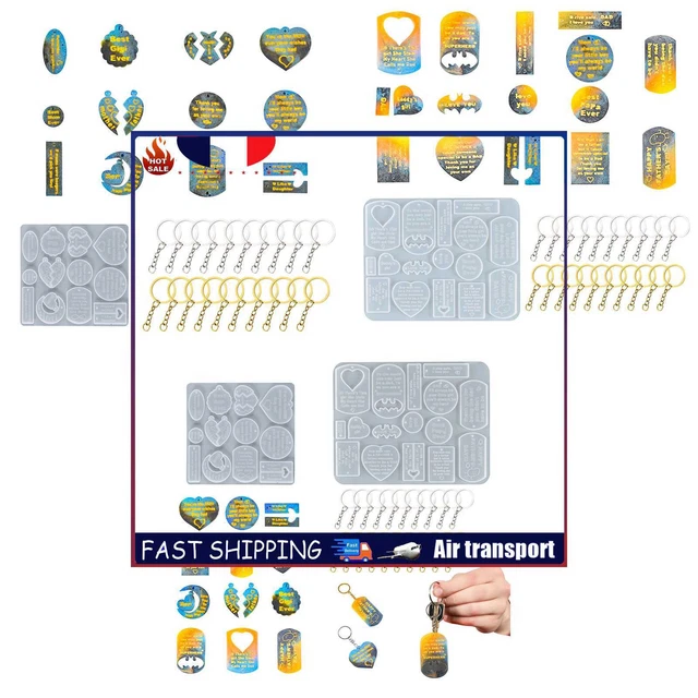 Silicone Resin Keychain Molds Epoxy Resin Mold Keychain Kit for Making Crafts