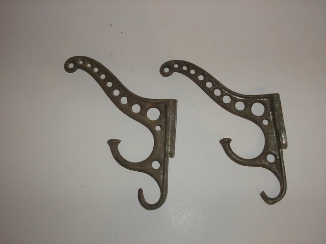 Antique Triple Hook Wall Coat/Hat Hooks (pair)