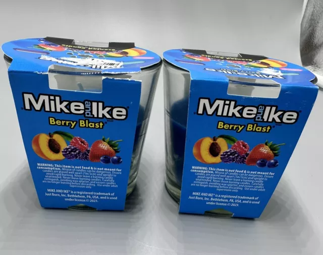 Blue Scented Mike & Ike  Small Candle  3 Oz candy themed Lot of 2 3