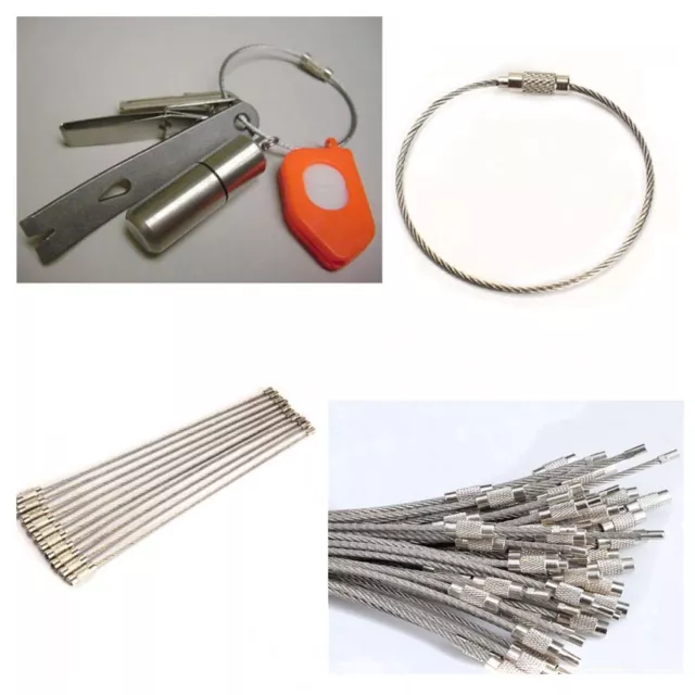 10PCS Hot Sell Tool Hiking Camping Stainless Steel Cable Key Ring Wire Keychain