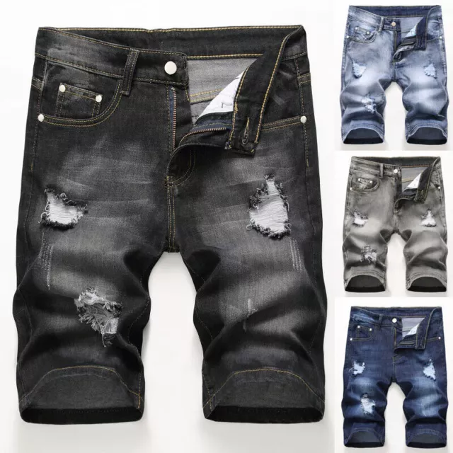 Casual Men Distressed Ripped Jeans Brand Denim Shorts Denim Pants Short