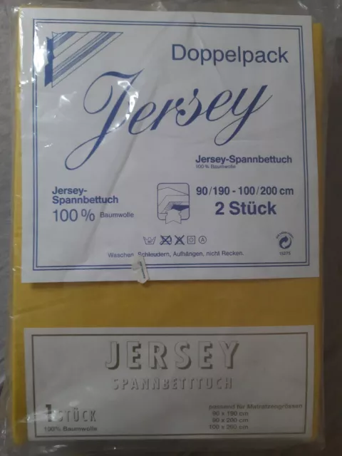 Doppelpack Jersey Spannbettlaken 100% Cotton Gelb Neu/ OVP