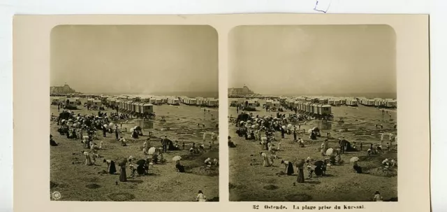 Belgium Ostend Oostende beach taken from the Kursaal NPG Stereoview Photo 1900's 3