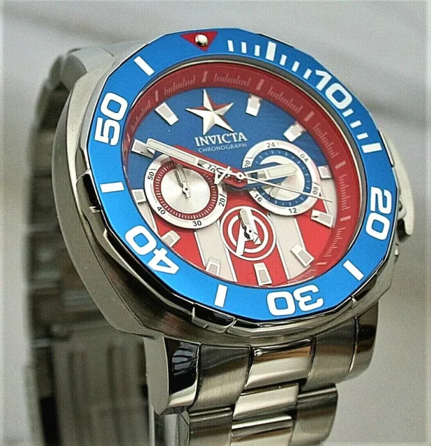 Marvel Comics Invicta 35098 48mm Captain America LE #07/4000 Watch New Box