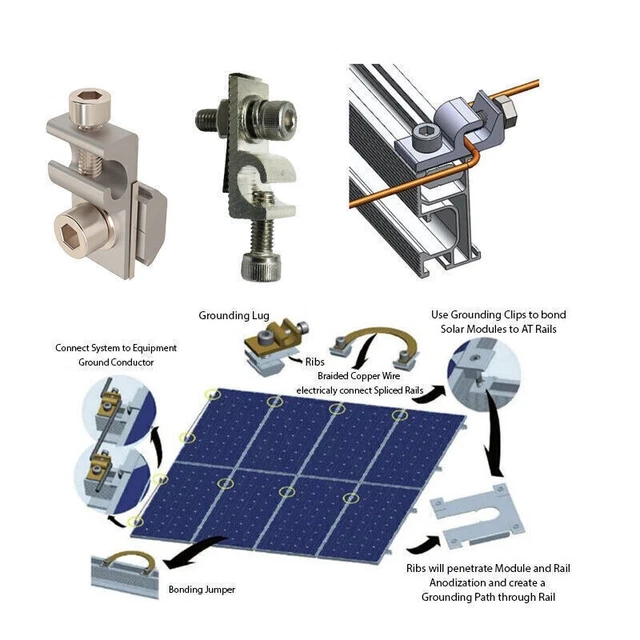 Protección contra rayos conexión a tierra equilibrio potencial abrazadera fotovoltaica solar fotovoltaica acero inoxidable/ALUMINIO