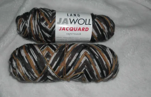 2 Skeins Lang Jawoll Wool Blend  Jacquard Sock Yarn Superwash Color 0154