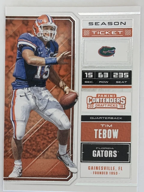 2018 Panini Contenders Draft Picks Season Ticket #92 Tim Tebow - Florida Gators