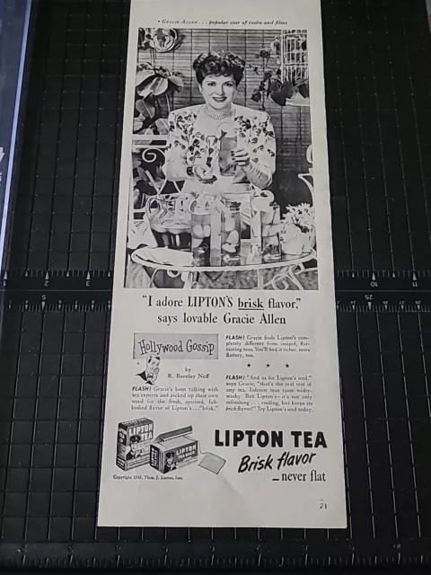 1945 GRACIE ALLEN Lipton Tea  Print Ad 5x14